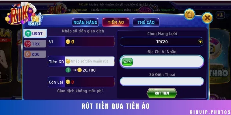 Kiểm tra tỷ giá đồng USDT và điền địa chỉ ví nhận