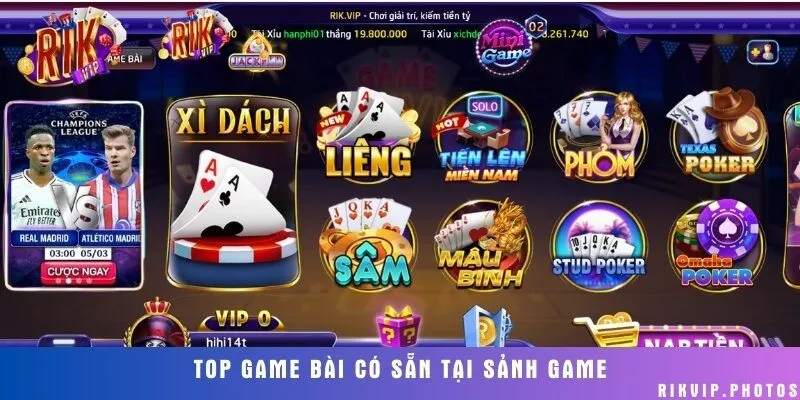 Kho game bài đẳng cấp nhất hiện nay